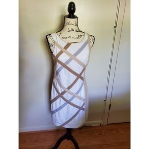 White House Black Market Nude Striped Dress